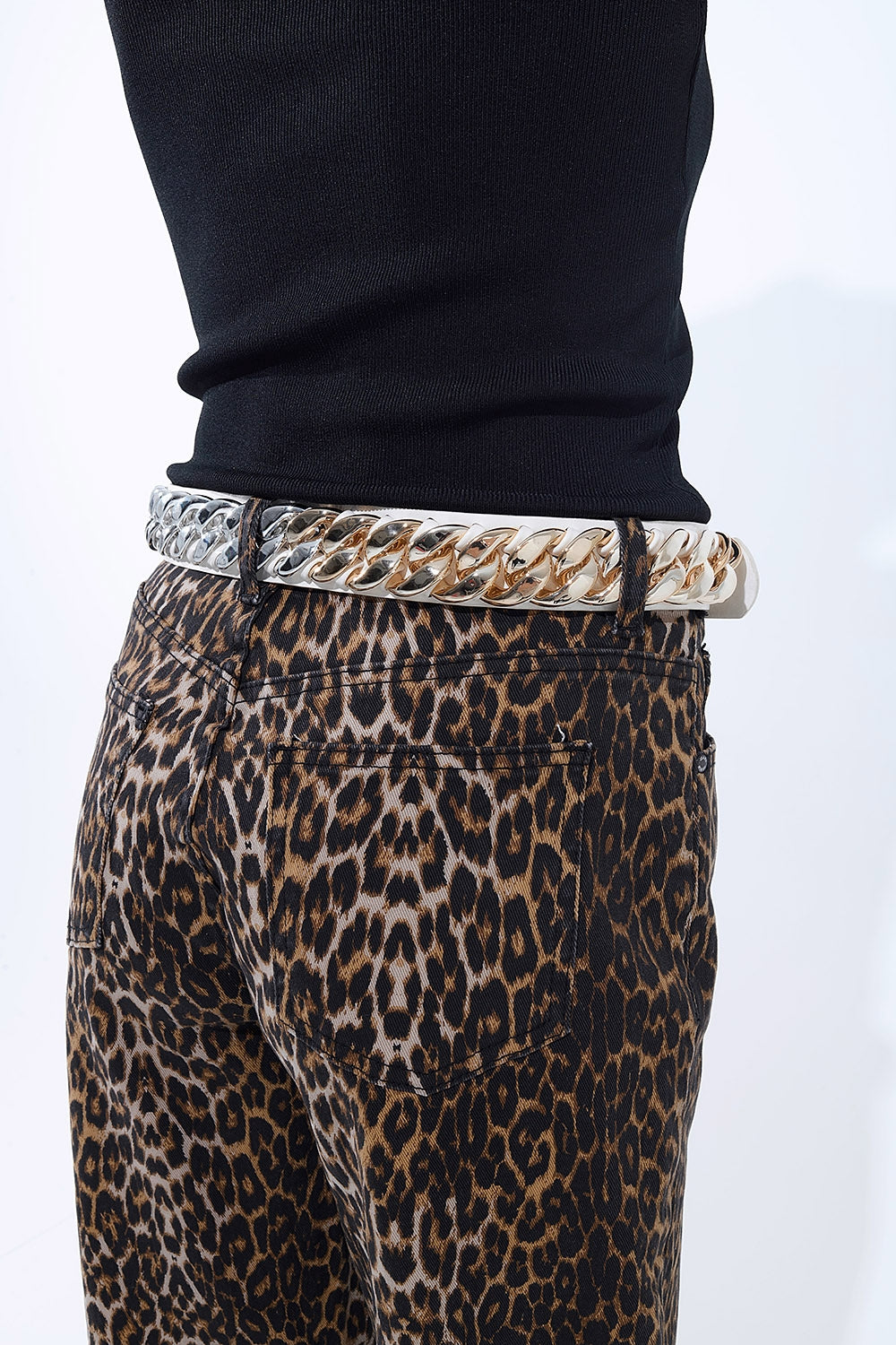 Jeans Barrel con stampa leopardo