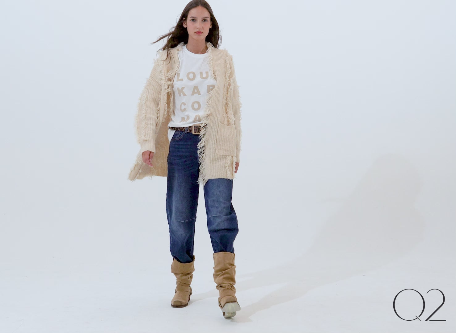 Cardigan bohémien verde bosco con tasche frontali